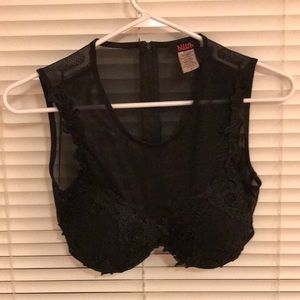 Opaque and lace black shirt